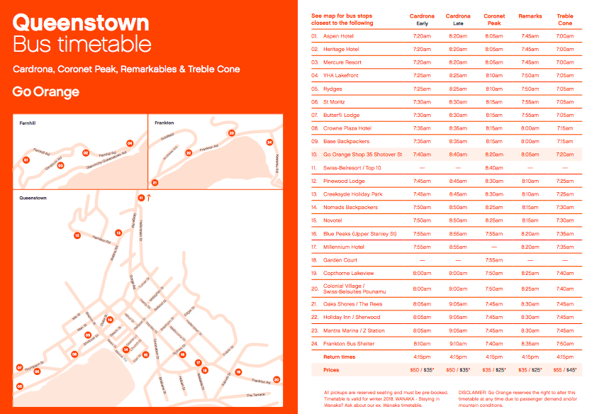 Save yourself the hassle of renting a vehicle, Go Orange 
Ski Transport will you to the snow on time and will be there waiting for you when you return.